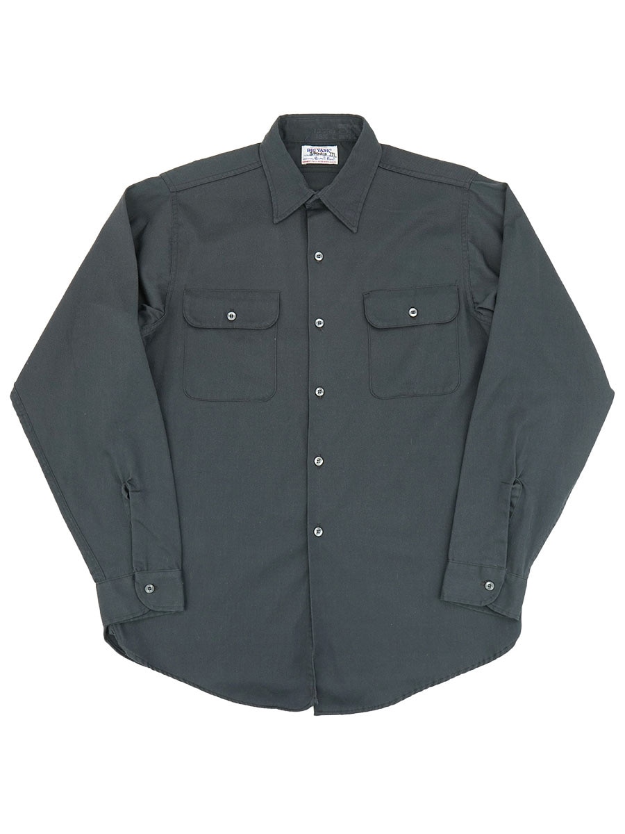 60's BIG YANK ポリコットン L/S ワークシャツ グレー マチ付き 表記