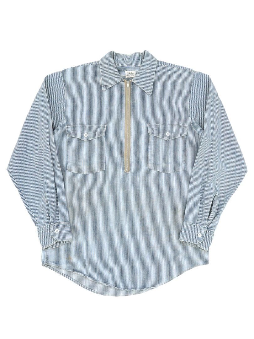60's～ Lee ヒッコリーストライプ ハーフジップ ワークシャツ 表記(14