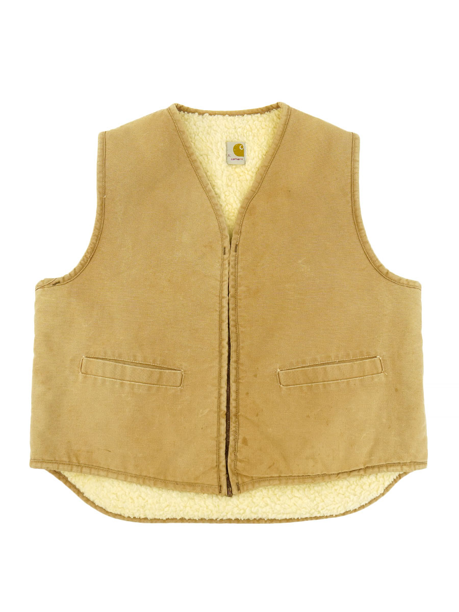 70's プリントタグ カーハート 裏ボア ダックベスト 表記(XL) | NEW