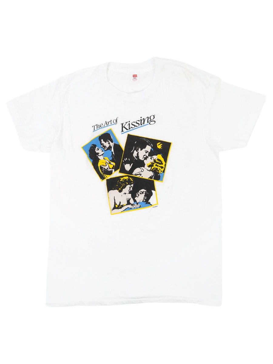 80's Hanes ''The Art of Kissing'' アートプリントTシャツ ホワイト 表記(XL) USA製