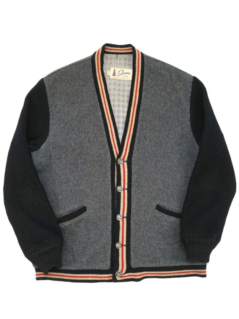 60's Sienna 異素材切り替え メルトン×ニット ラインカーディガン 表記