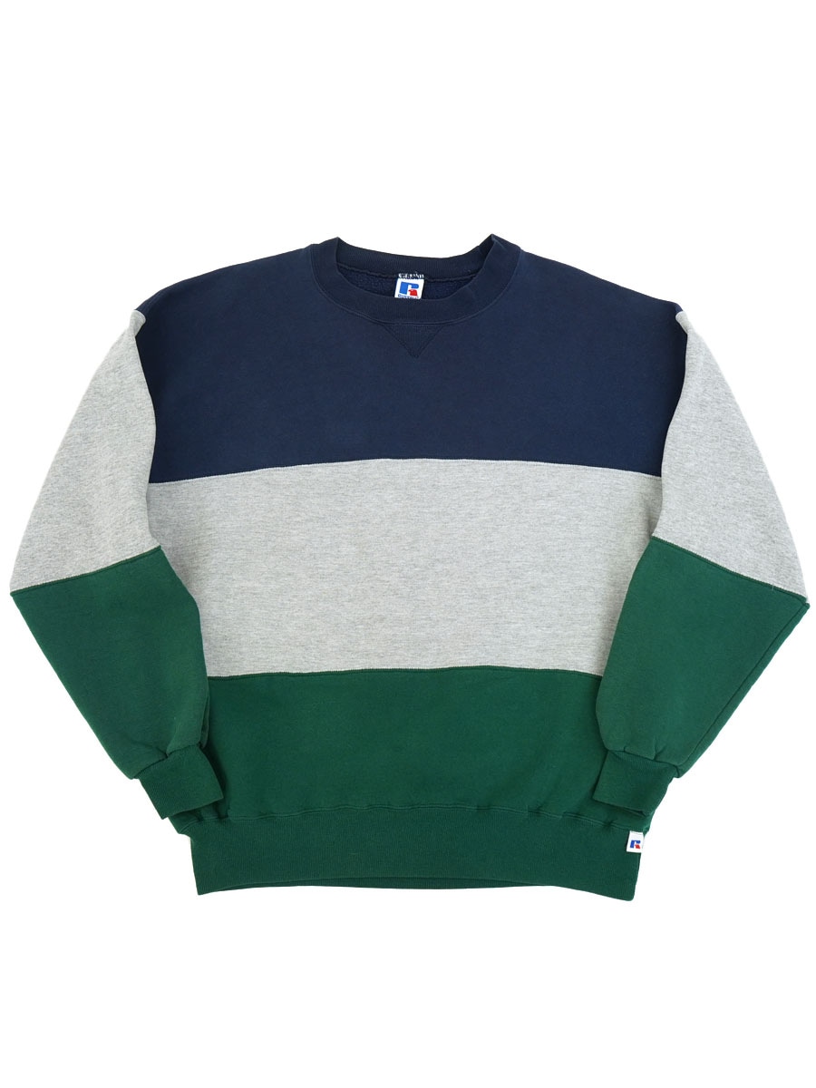 90's RUSSELL ATHLETIC マルチカラー 切り替え 前Vスウェット 表記(XL