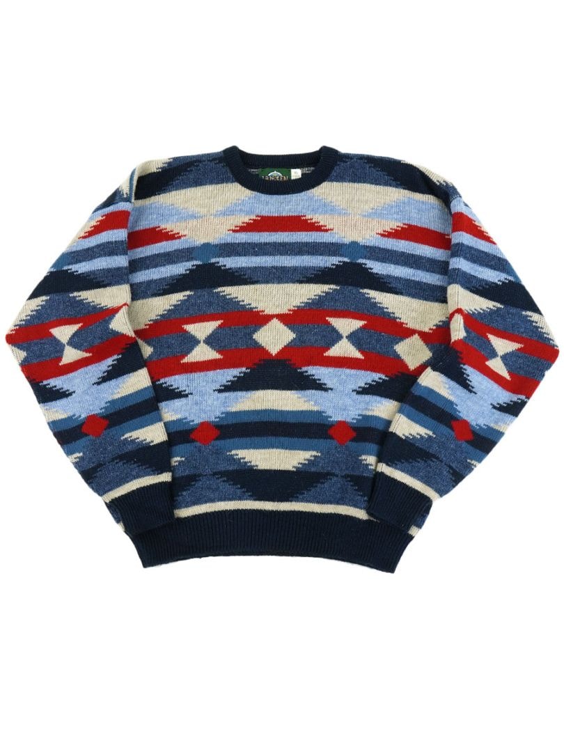 80's JANTZEN ネイティブ柄 アクリルニットセーター 表記(XL) USA製 
