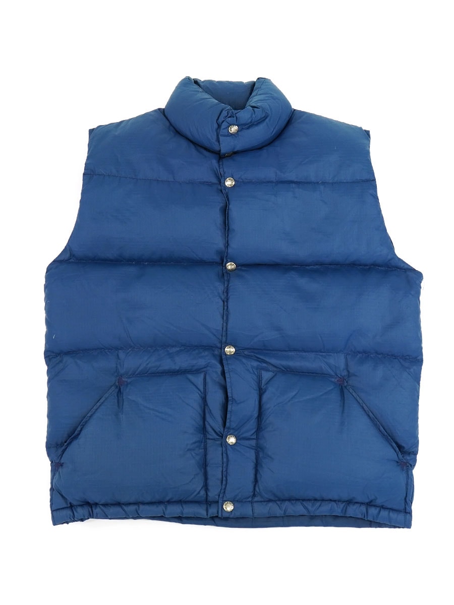 70's 茶タグ ノースフェイス リップストップ ダウンベスト ネイビー