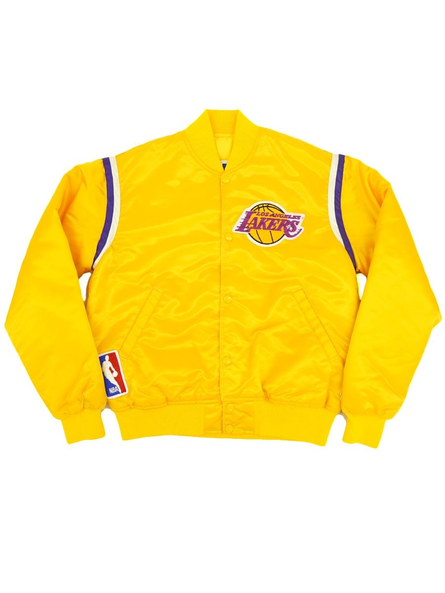80's～ STARTER ''LAKERS'' サテンスタジャン Yellow 表記(M) USA製