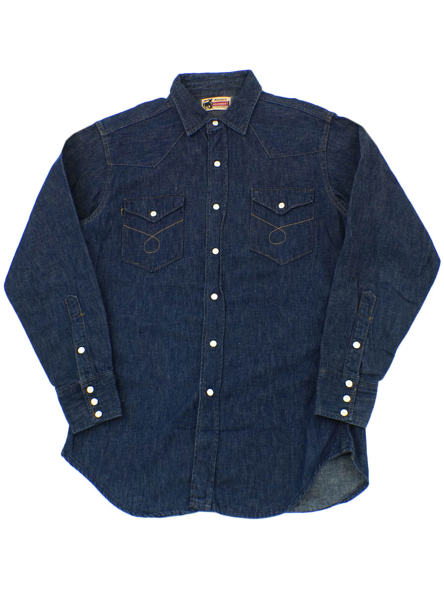 50's～ PENNEY'S FOREMOST デニムウエスタンシャツ 濃紺 実寸(16位