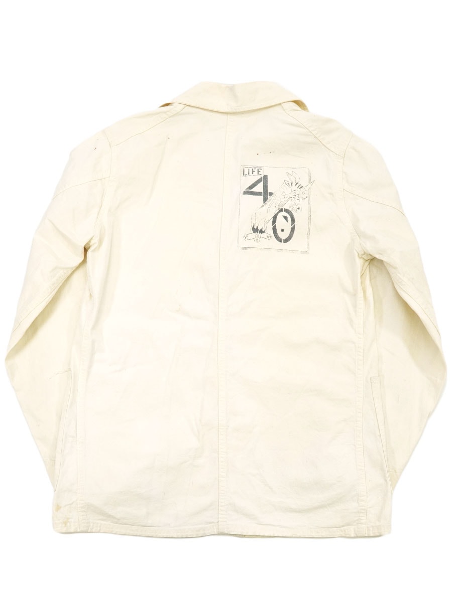 30's～ Lee 44-J 3ポケット メモリアル 生成りカバーオール 実寸(40位