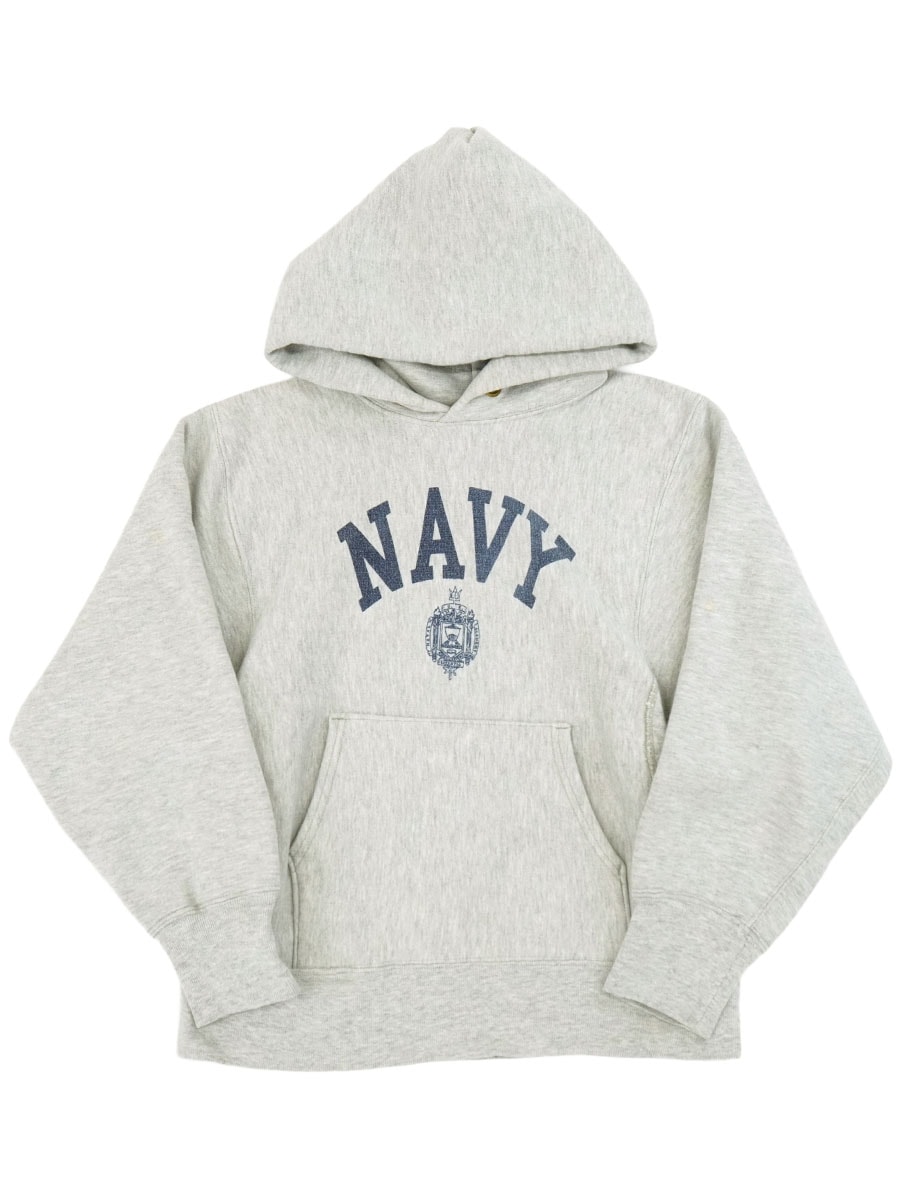 80's プリントタグ チャンピオンRWパーカ ''NAVY'' 染み込み 表記(S