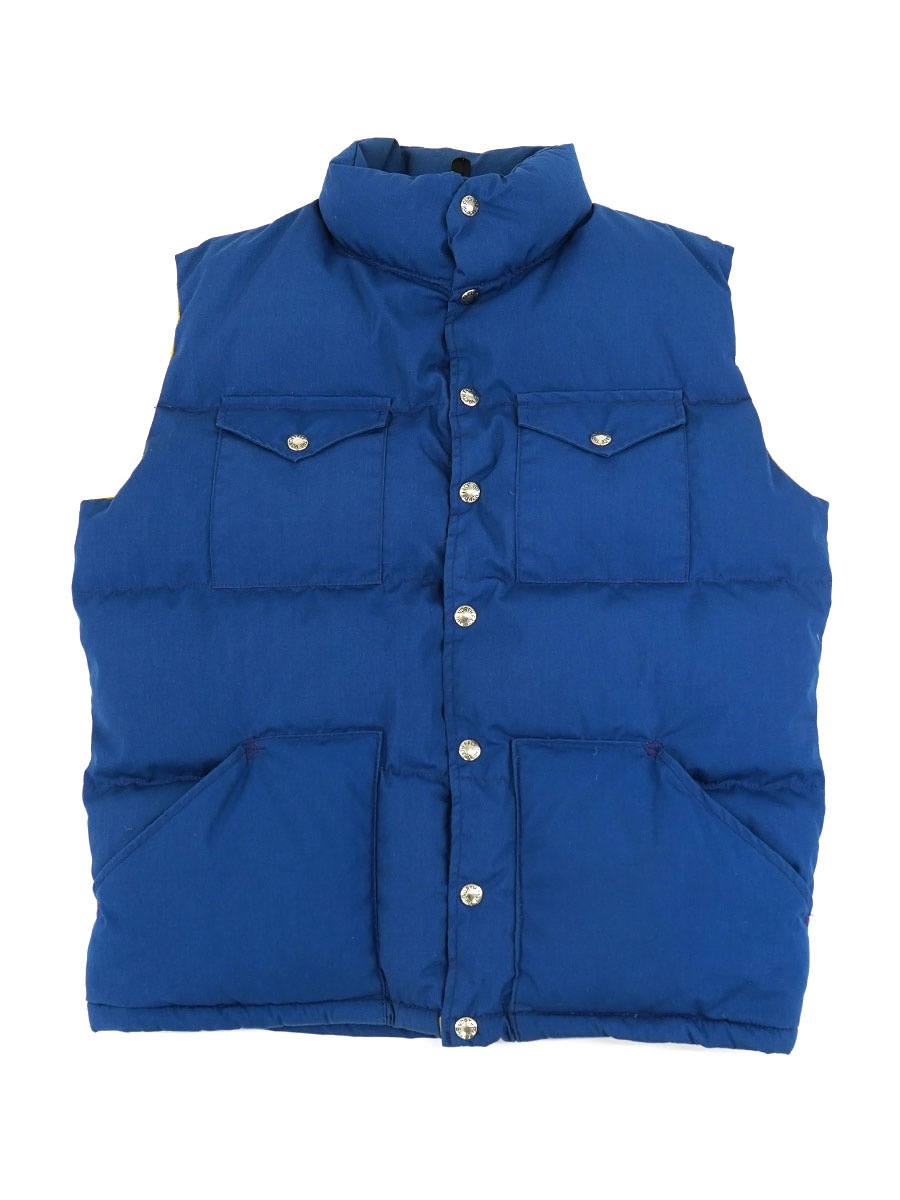 80's 茶タグ ノースフェイス ダウンベスト ネイビーブルー 表記(M