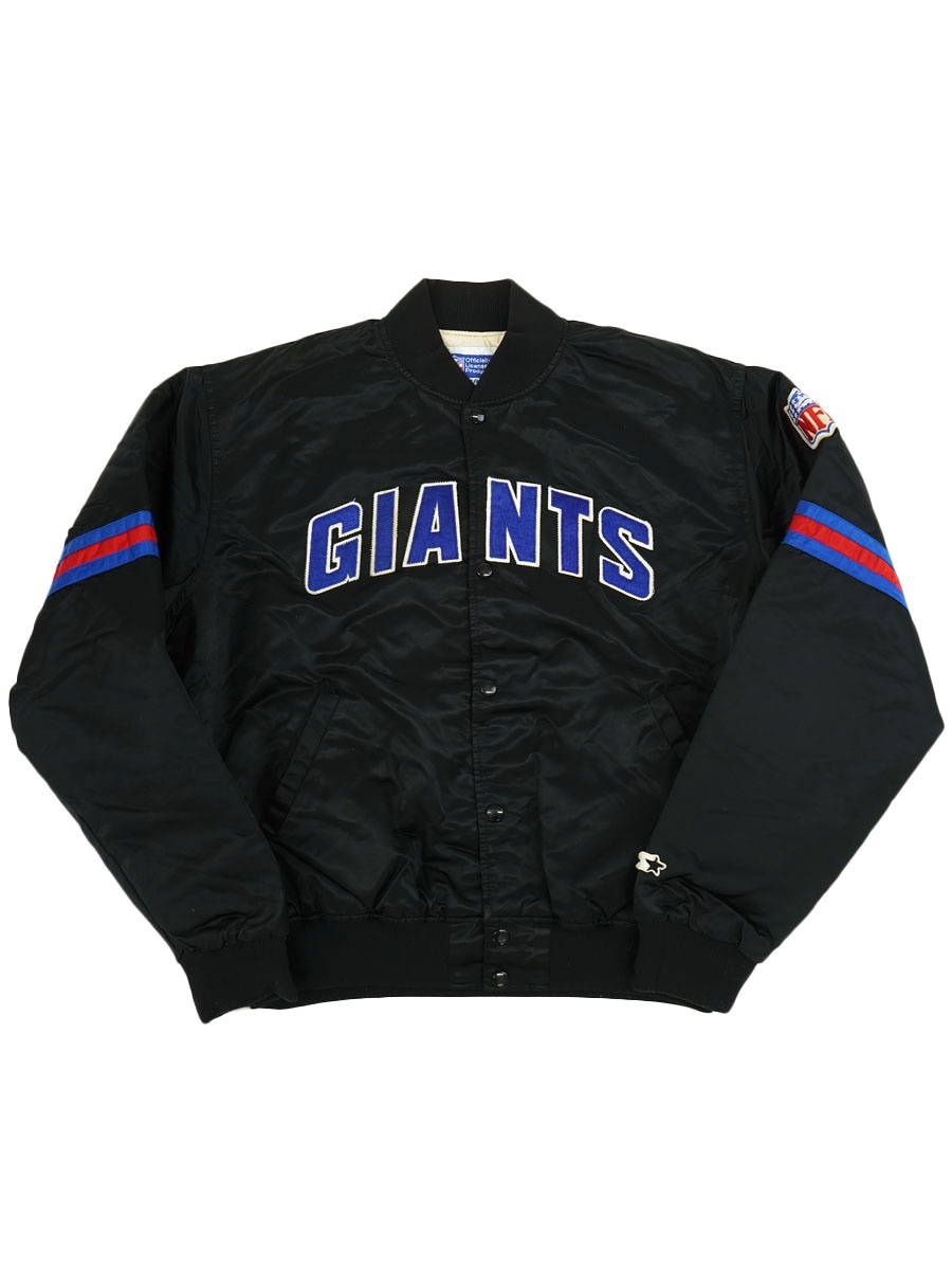 80's～ STARTER ''GIANTS'' サテンスタジャン BLK 表記(XL) USA製 NFL