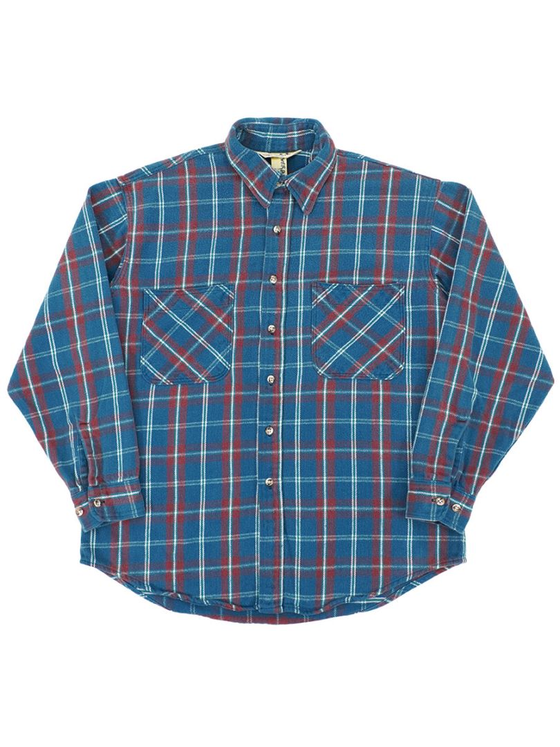 【好配色】90s セントジョンズベイ ブロックチェック フランネルシャツ L 90's St.JOHN'S BAY 好配色チェック フランネルシャツ 表記(L REG) USA