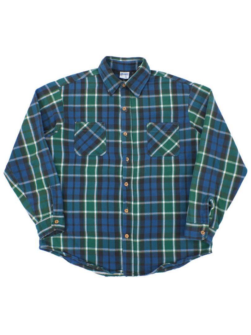 70's 単色タグ BIG MAC 好配色チェック フランネルシャツ 表記(L
