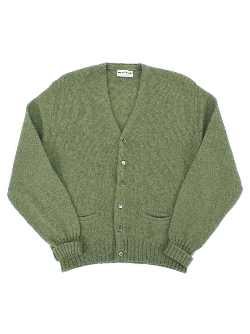 60's PURITAN 100%ウール ニットカーディガン 抹茶 表記(M) USA製