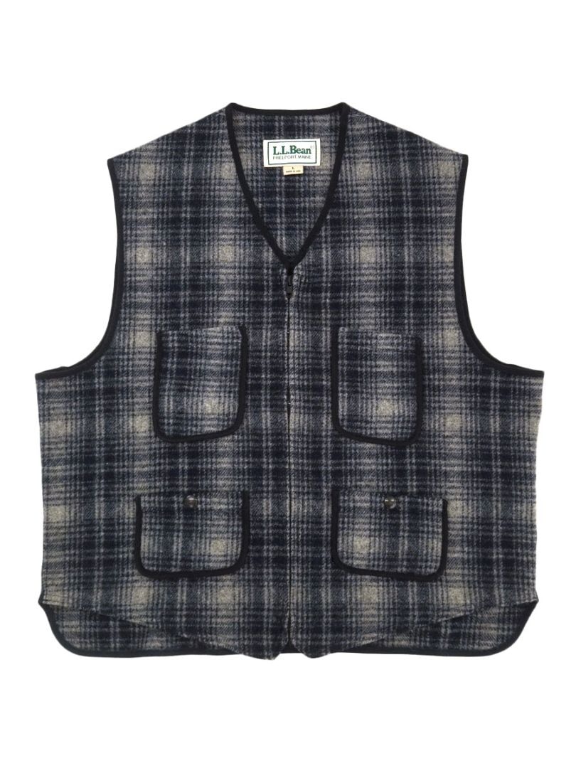 2色セットL.L.Beanウールリッチ製チェック柄ベストMサイズUSA製80's 80's L.L.Bean 好配色チェック バックルバック付き フルジップウール