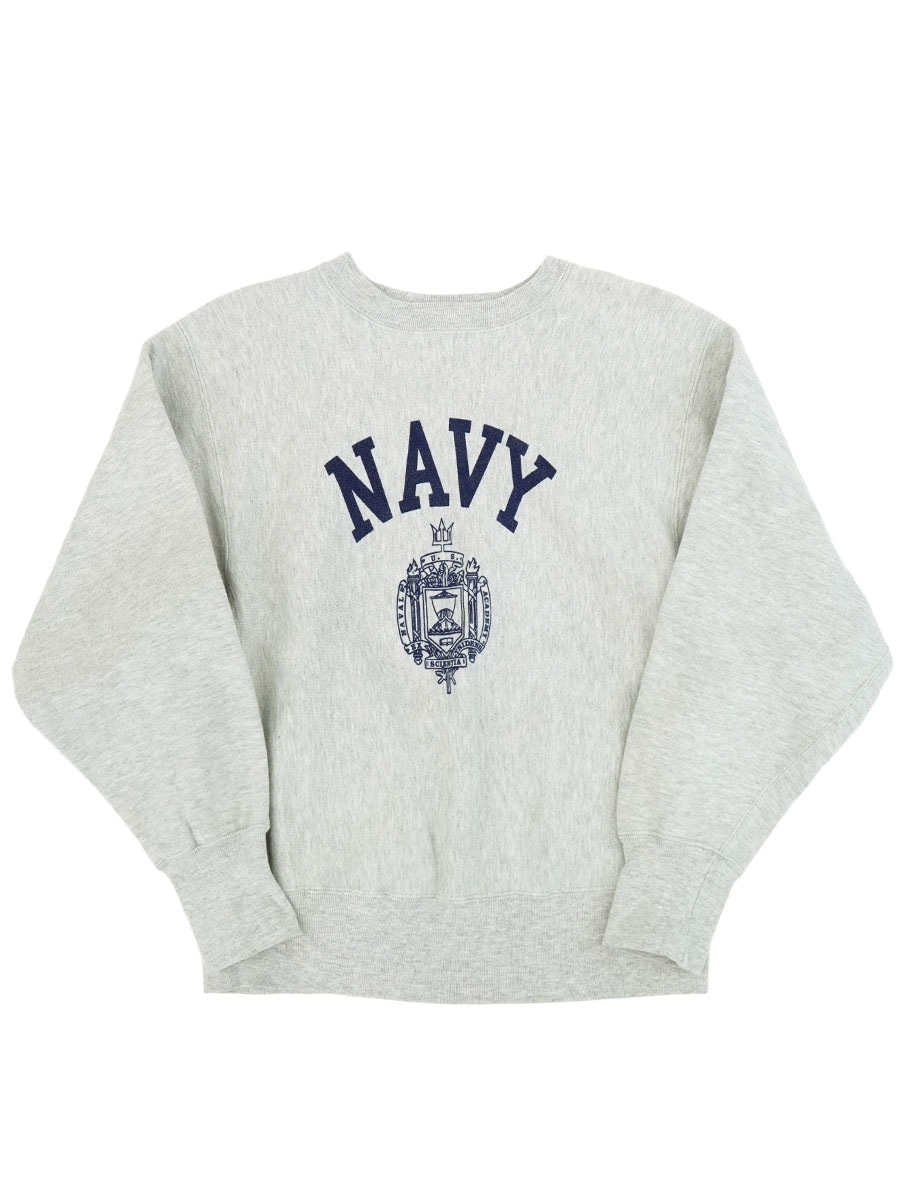 プリントタグ　80's リバースウィーブ　NAVY ミリタリー 80's プリントタグ チャンピオンRW ''NAVY'' 染み込みプリント 表記(M