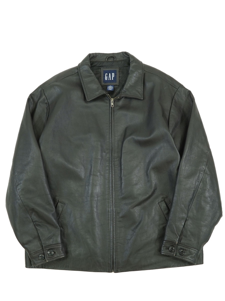 OLD GAP レザージャケット スウィングトップ ブラック M 90's OLD GAP レザースウィングトップ ブラック 表記(XL) | NEW ITEM