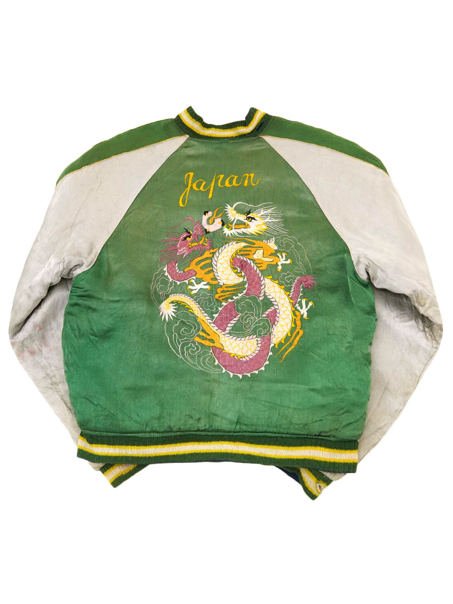 50's ビンテージ スカジャン 双龍×富士/日本地図 実寸(M位) ワッペン