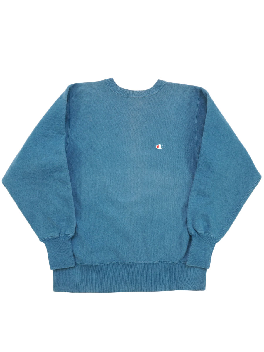 90's 刺繍タグ チャンピオンRW 無地スレートブルー 表記(L) USA製