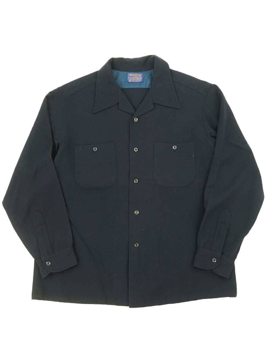 70's ペンドルトン 無地 ウールシャツ ネイビー 表記(XL) USA製 | NEW