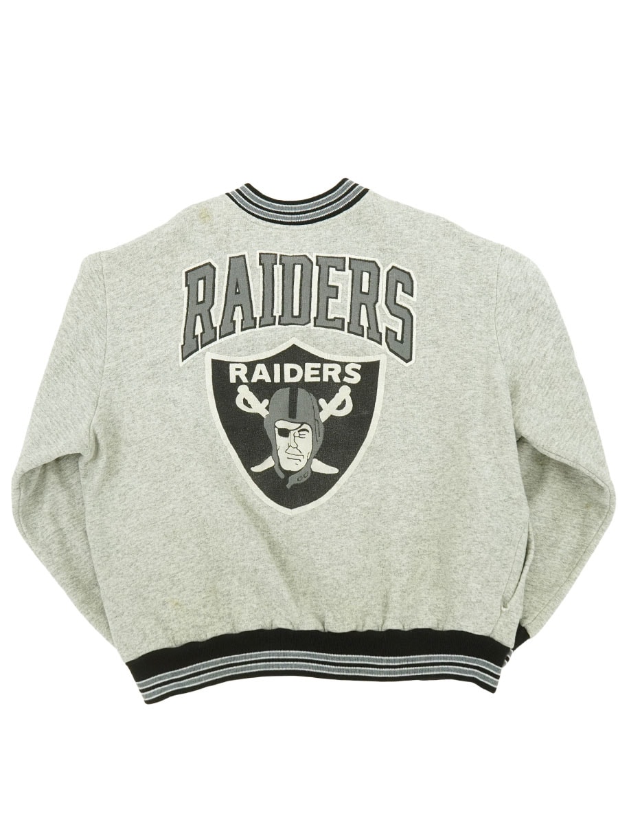 80's～ ''RAIDERS'' リブライン 切り替え スウェットスタジャン 表記(L