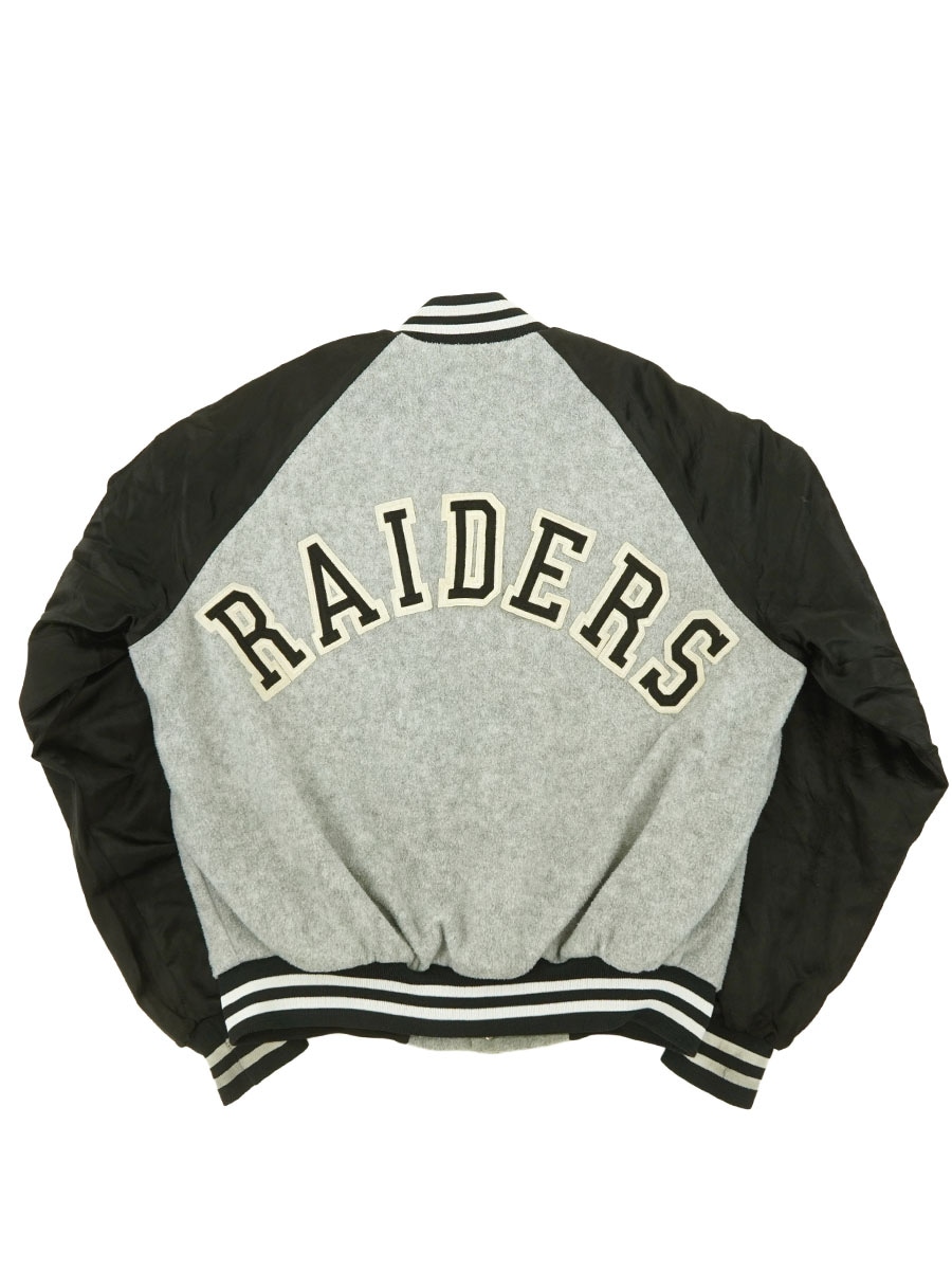 80's Chalk line ''RAIDERS'' フリース切り替え スタジャン 表記(L