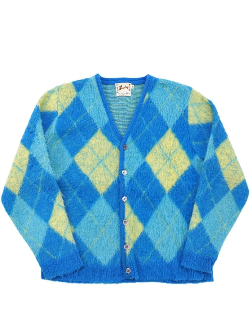 60's Bancley 好配色 アーガイル柄 モヘアニットカーディガン 表記(M