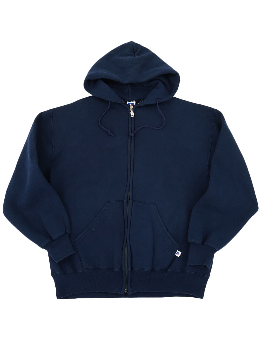 90's RUSSELL ATHLETIC フルジップ 無地スウェットパーカ 表記(L) USA