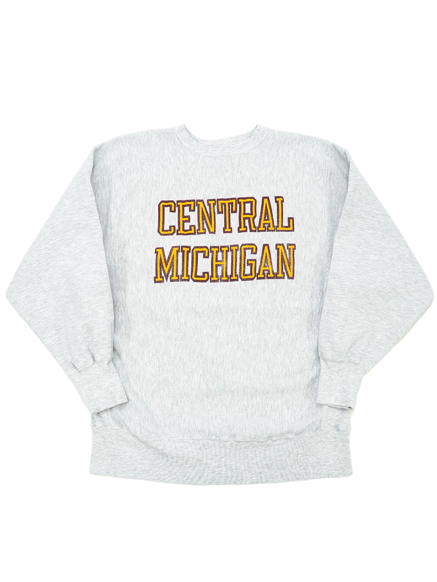 90's 刺繍タグ チャンピオンRW ''CENTRAL MICHIGAN'' グレー 表記(XL