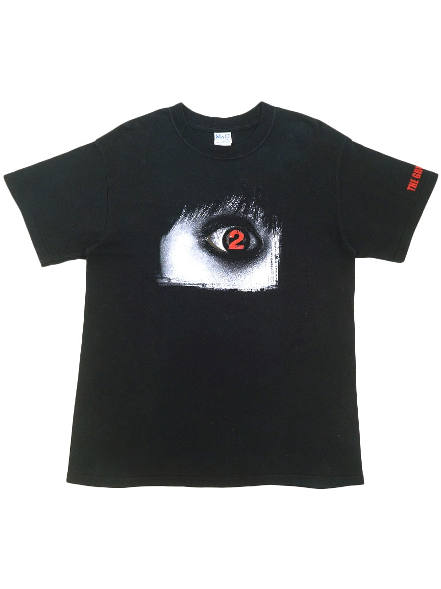 00's M&O ''呪怨 パンデミック'' 袖プリント入り Tシャツ ブラック