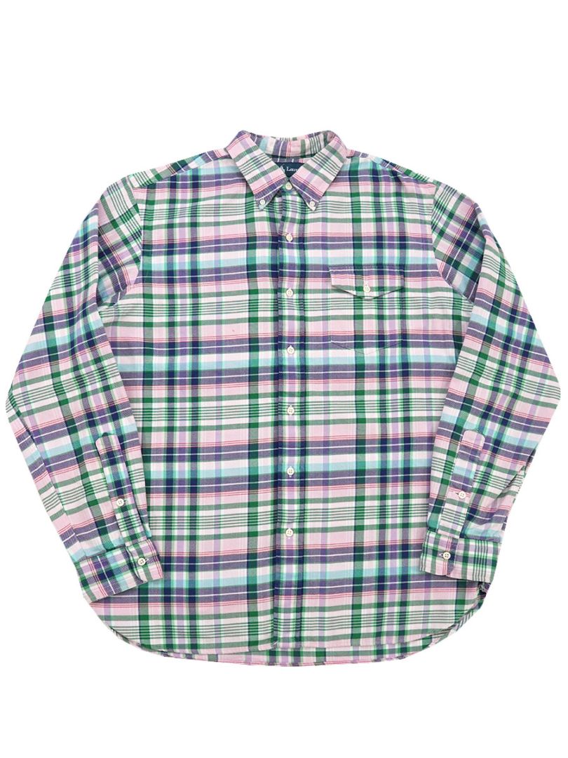 ラルフローレン 100％コットン ピンク マドラスチェック 長袖ボタン