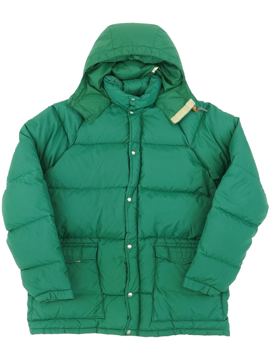 70'S SIERRADESIGNS HOODED DOWN JACKET GREEN (SIZE.X LARGE)