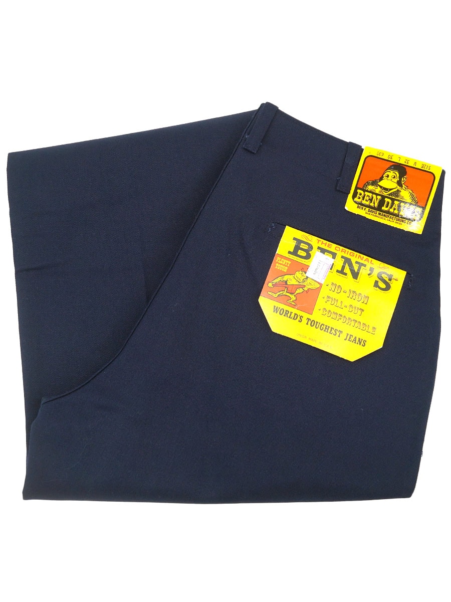 80's BEN DAVIS ワークパンツ ネイビー 表記(32x30) フラッシャー付き