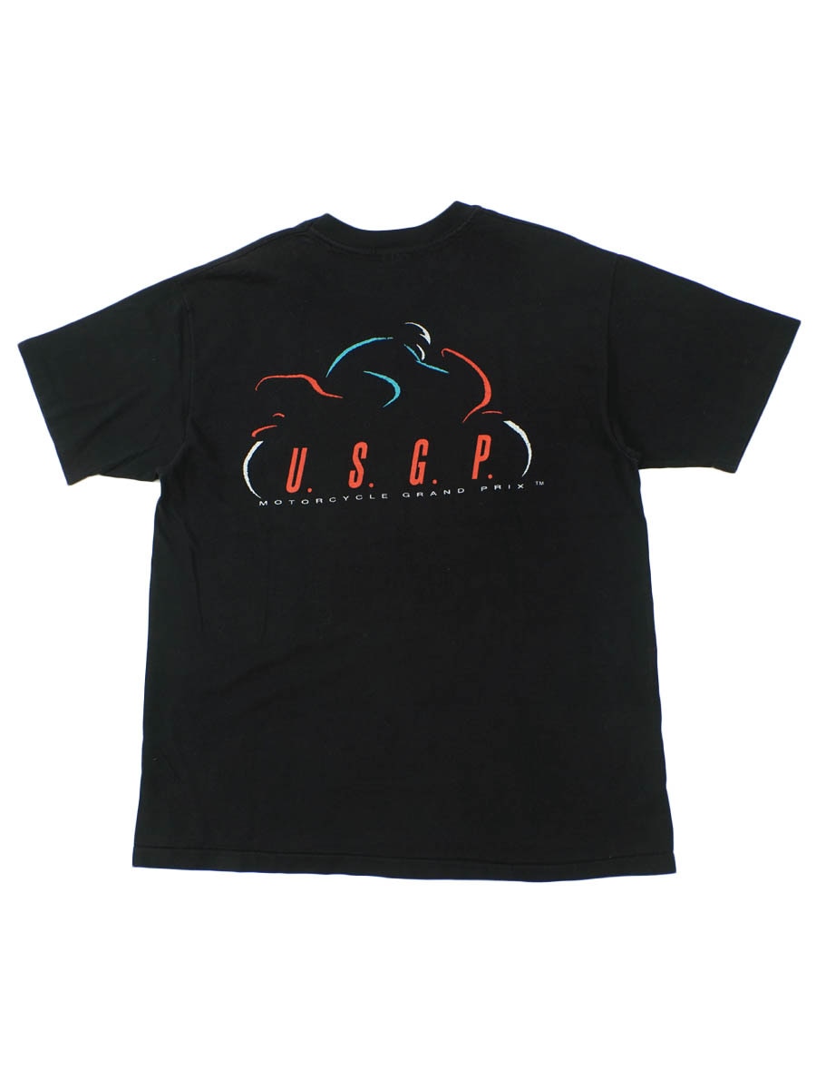 90's Hanes ''U.S.G.P MOTORCYCLE GRAND PRIX'' 両面プリントTシャツ