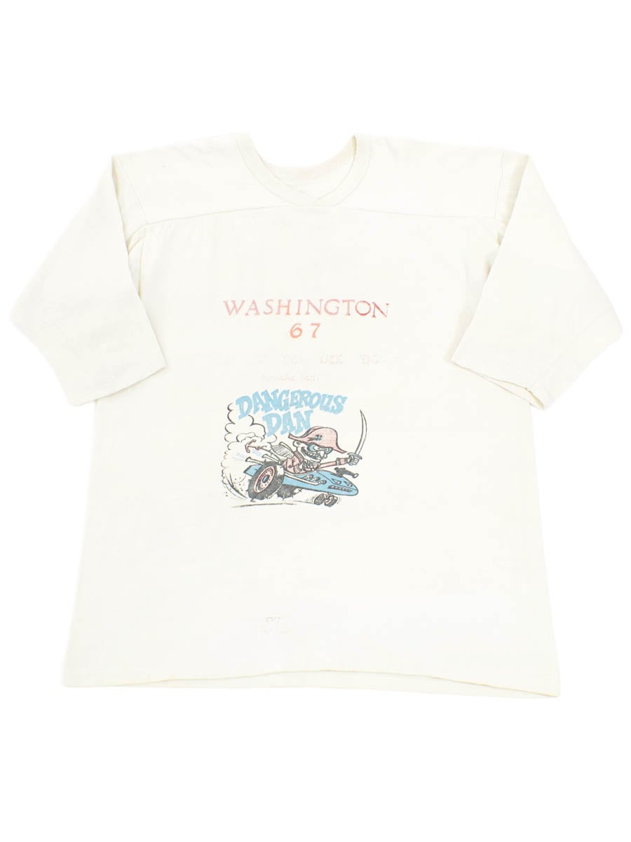 60's ''WASHINGTON 67 DANGEROUS DAN'' 染み込み フットボールTシャツ