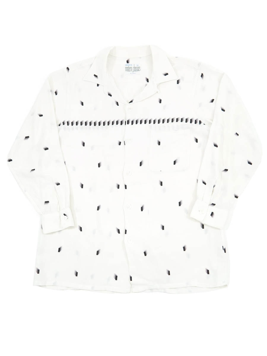 50's modern classics by DONEGAL ループカラー 総柄 レーヨンシャツ 白 表記(M)