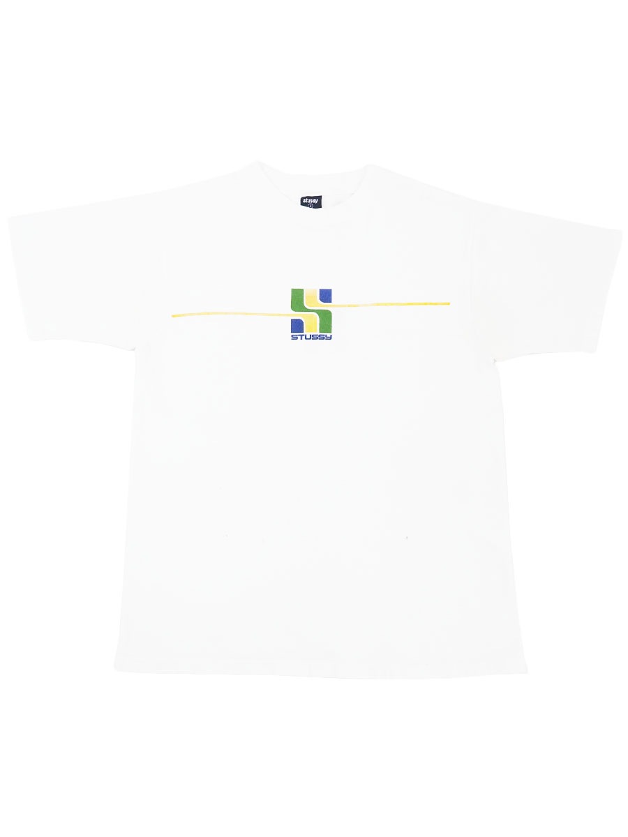 90's STUSSY 両面プリント Tシャツ ホワイト 表記(L) USA製