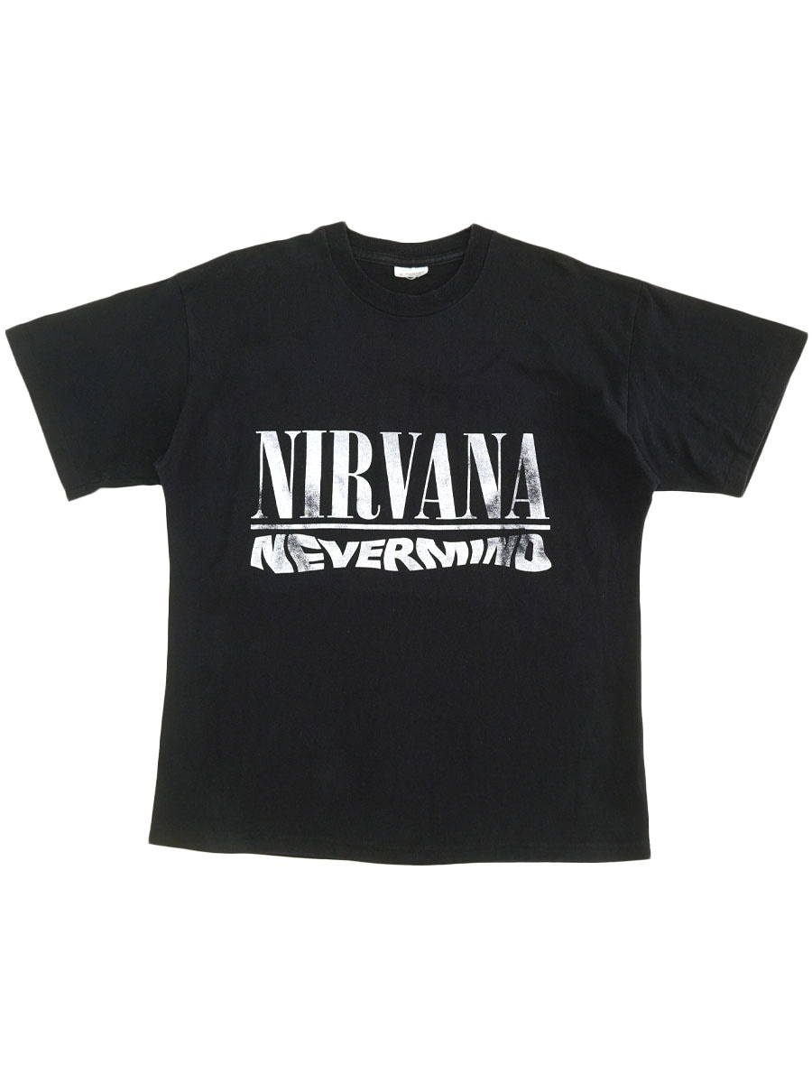 90's NIRVANA ''NEVERMIND'' 両面プリント Tシャツ ブラック 表記(XL) ASIS