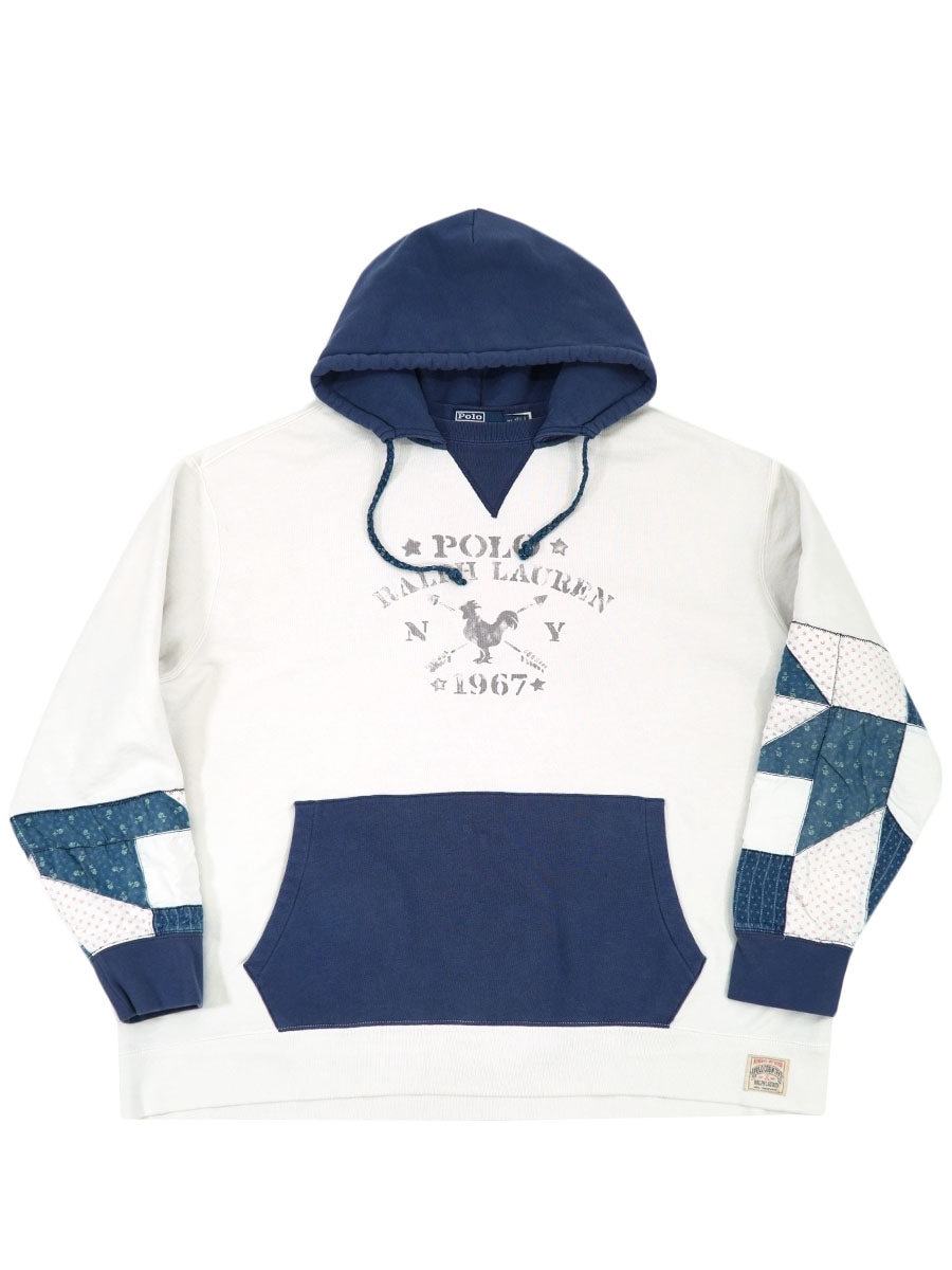 ラルフローレン 後付け 前Vスウェットパーカ 2トーン 袖パッチワーク