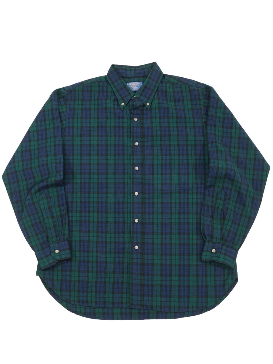 70's SIR PENDLETON ブラックウォッチ ラウンド B.D.ウールシャツ 表記(XL) USA製