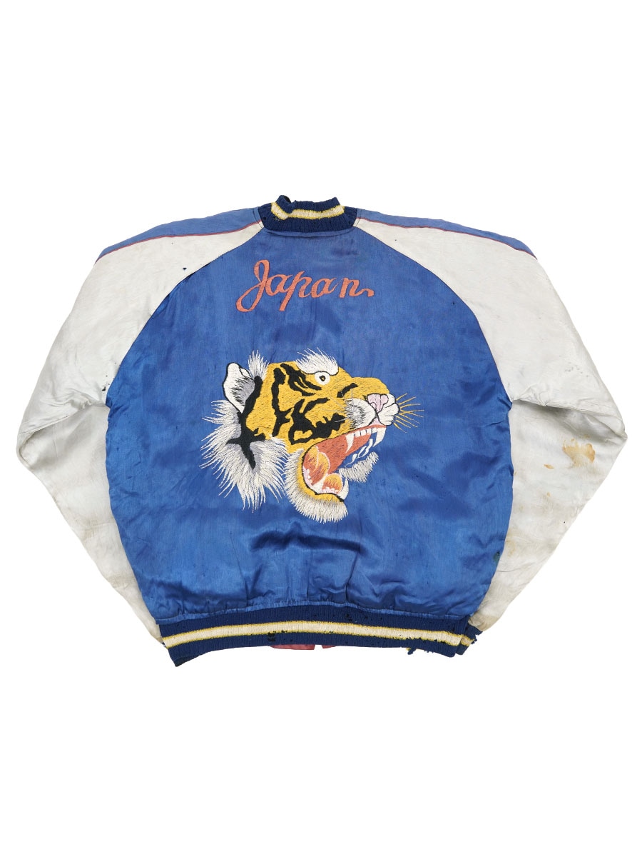 50's ビンテージ スカジャン 虎x鷹富士 青x赤 実寸(M位) | NEW ITEM