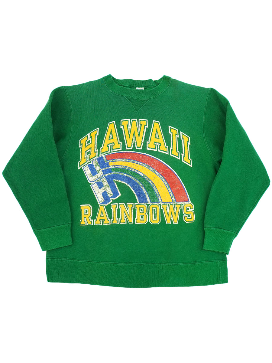 80's トリコタグ チャンピオン ''HAWAII RAINBOWS'' 3段プリント 前Vスウェット 表記(L)