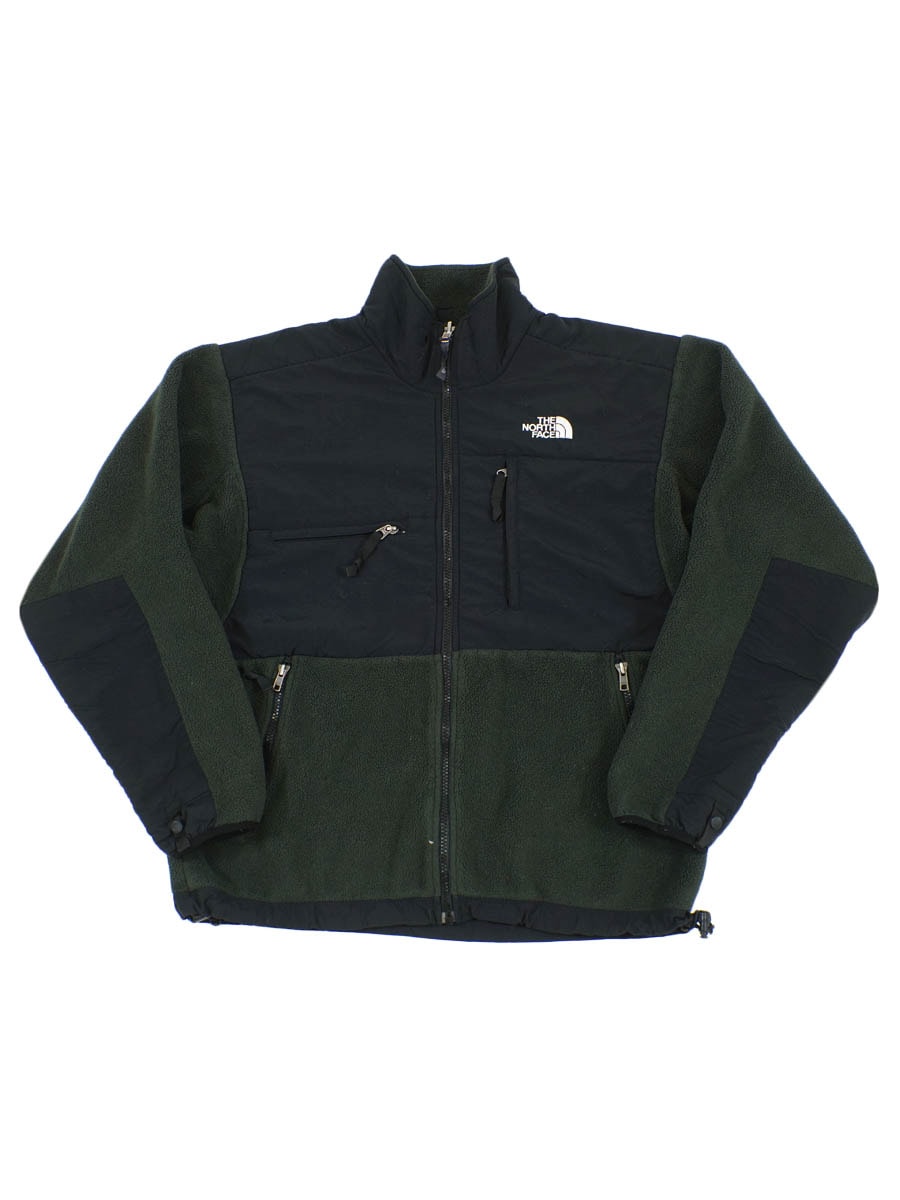 90's THE NORTH FACE DENALI フリースジャケット ブラック×モスグリーン 表記(S) ASIS