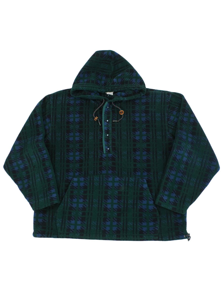 80's L.L.BEAN ハーフスナップ フリースパーカ 総柄 実寸(L位)