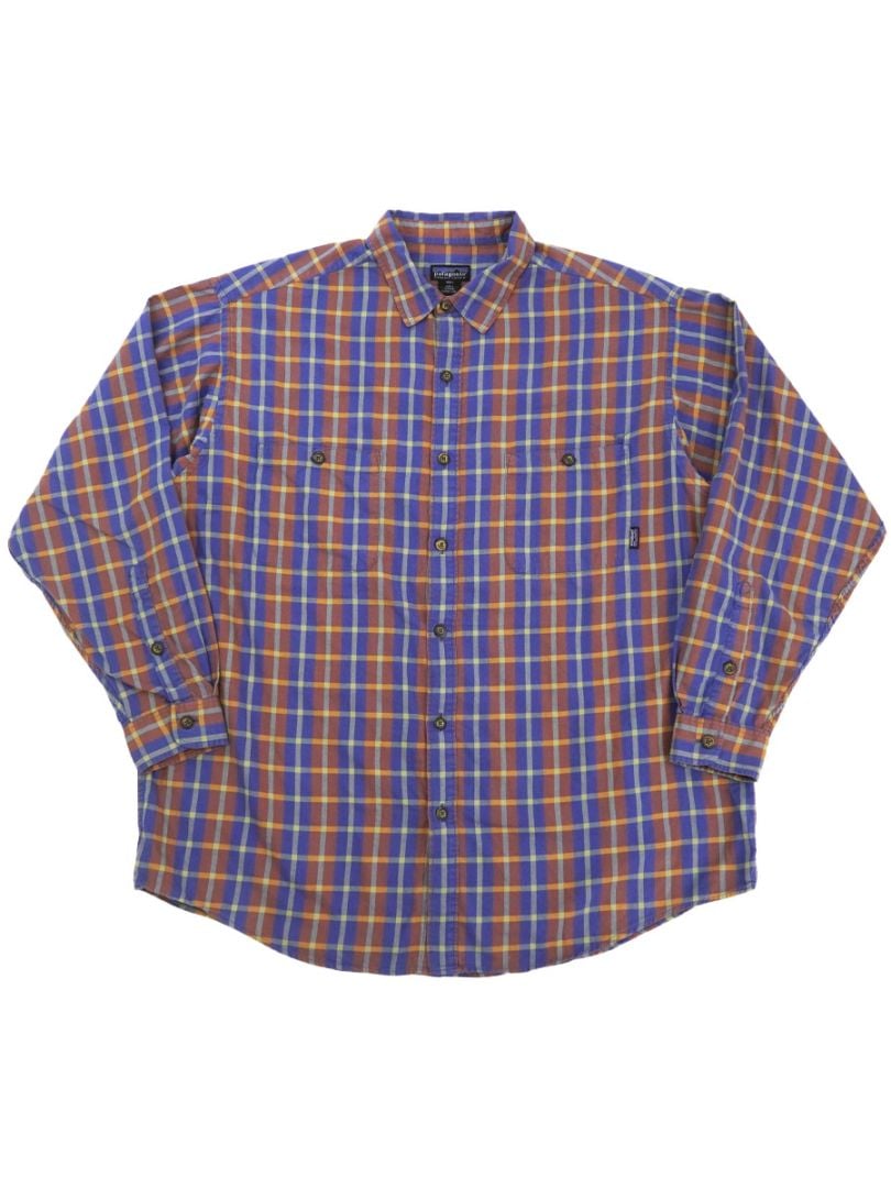 '97 パタゴニア フランネルシャツ アウレイ/デザートオレンジ 表記(XL) USA製