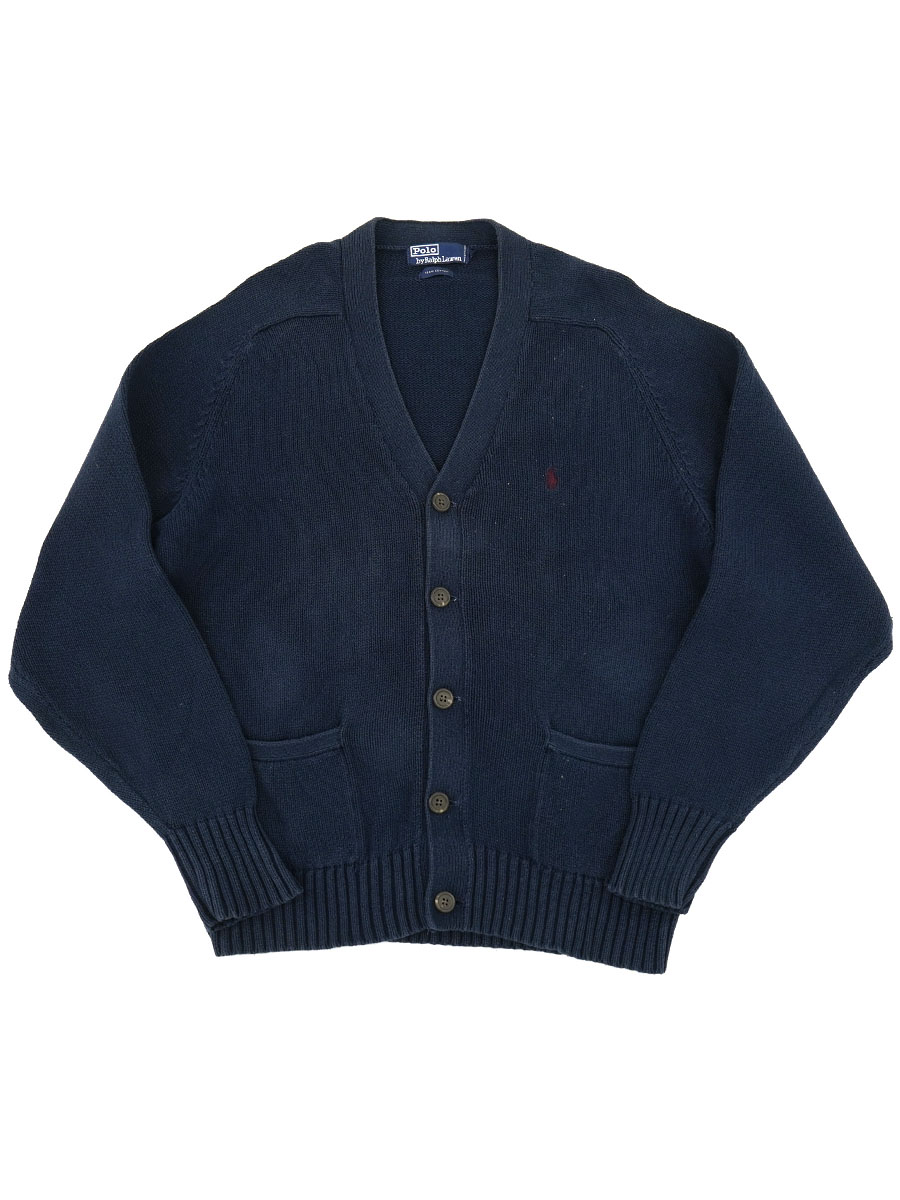 ラルフローレン ポニーマーク  ワンポイント コットンニットカーディガン 表記(M) NAVY