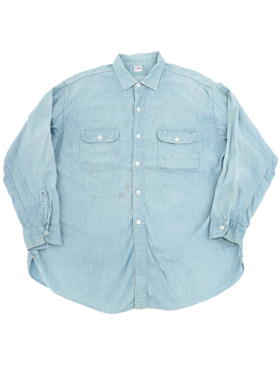 60's BIG YANK 袋ポケット マチ付き シャンブレーシャツ 実寸(16 1/2位