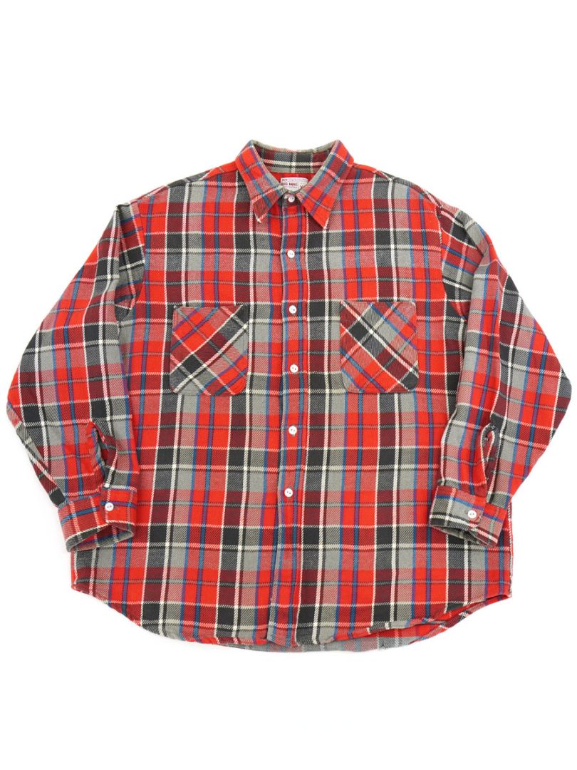 70's 単色タグ BIG MAC 好配色チェック フランネルシャツ 表記(XL) 白