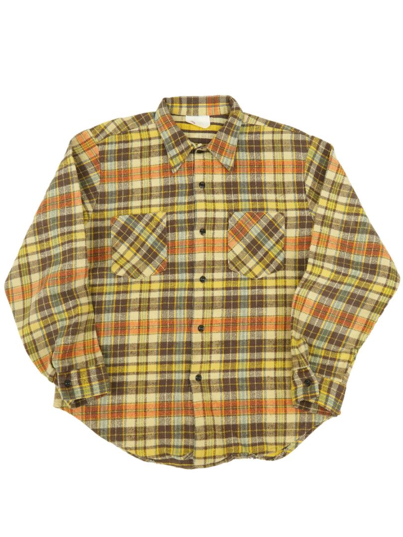 70's Sears KINGS ROAD 好配色チェック フランネルシャツ 表記(L