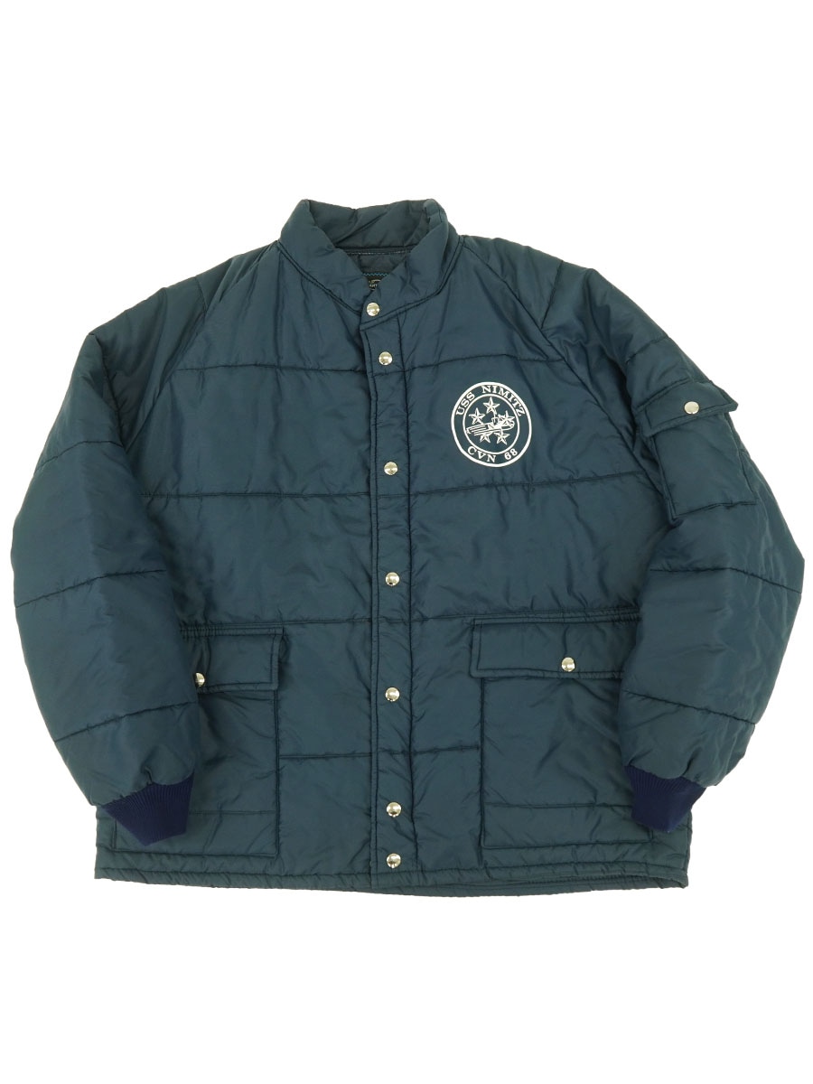 70's ARTEX 'USS NIMITS CVN 68''プリント レーシングジャケット 紺