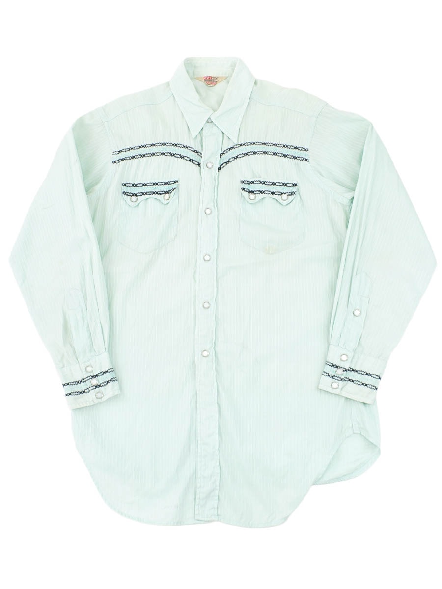 50's Levi's ショートホーン 織り柄 ウエスタンシャツ ミントグリーン